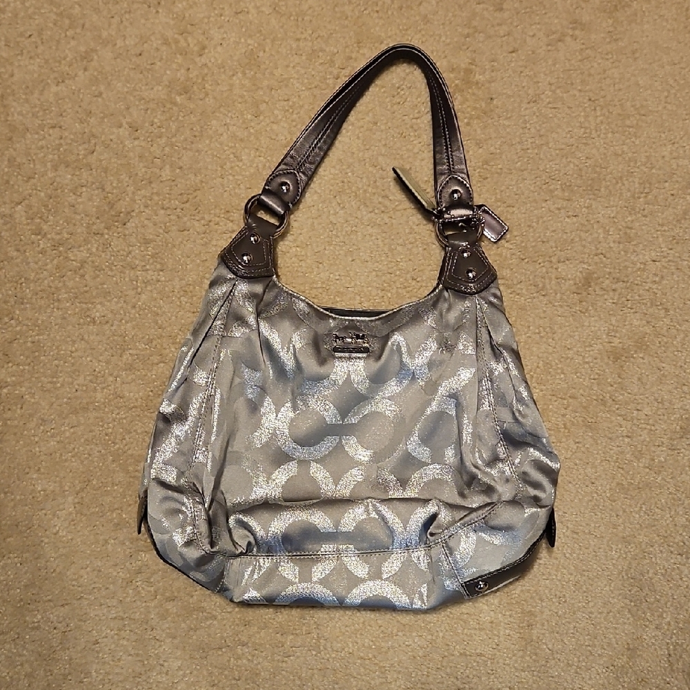 Coach Silver and Gray Shoulder Bag